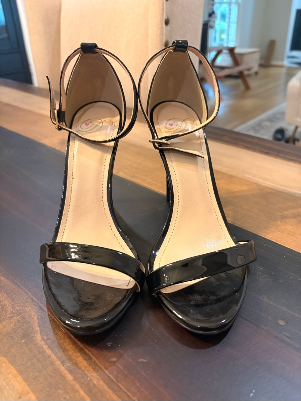 Delicious Black Patent Ankle-Strap High Heels
